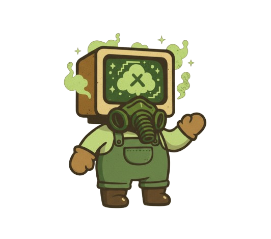 FARTPUTER - Gas-masked computer character with retro screen